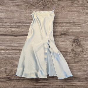 Paper Heart Blue Spaghetti Strap Maxi Dress Gown Silky Size Small